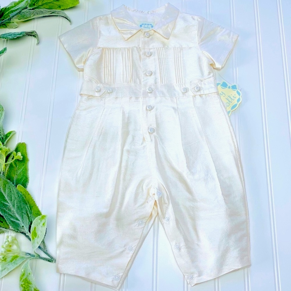 BABY BISCOTTI Silk Heirloom Romper